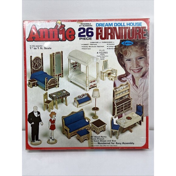Vtg 1981 ANNIE Dream Doll House Furniture Kit 26 Piece Figures NOS USA Arrow - Picture 5 of 8